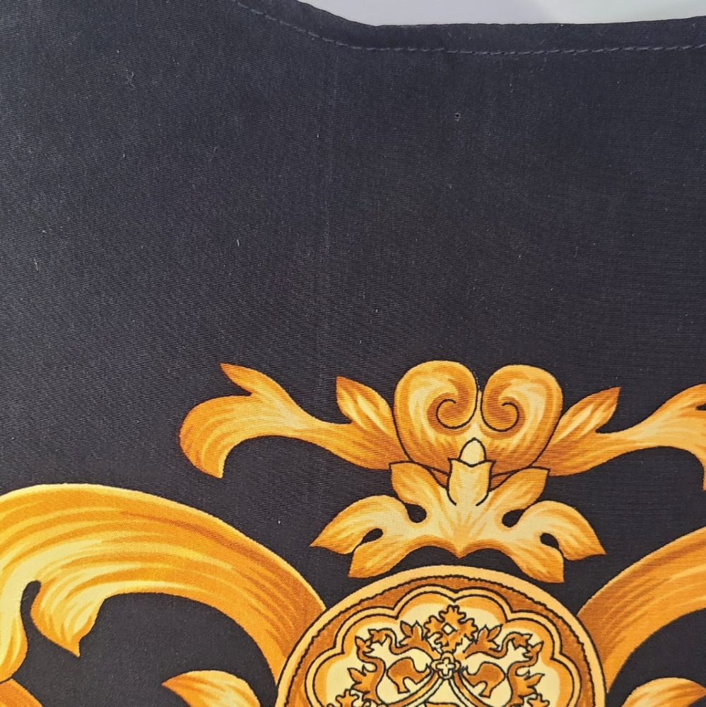 River thai yellow and black baroque print 100% silk vest size small S unisex - Picture 10 of 10